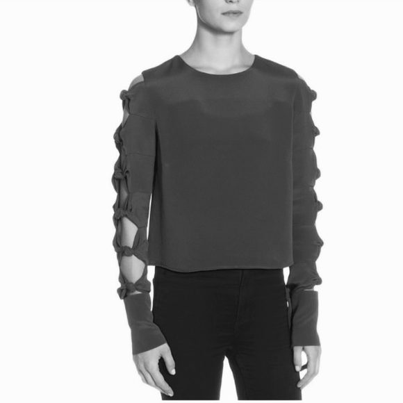 Catherine Malandrino Tops - CATHERINE MALANDRINO cut-out black silk long sleeve Blouse Sz.XS